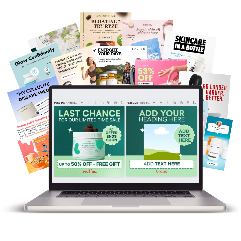 100 Supplement Ads / Canva Templates